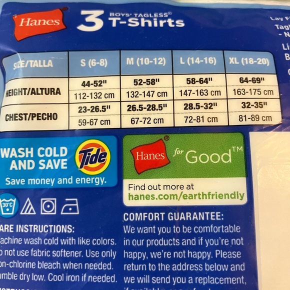 New in package Hanes boys 3-pack white T-shirts, size 2T/3T - Picture 3 of 4
